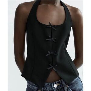 Zara Black Bow-Accent Blouse